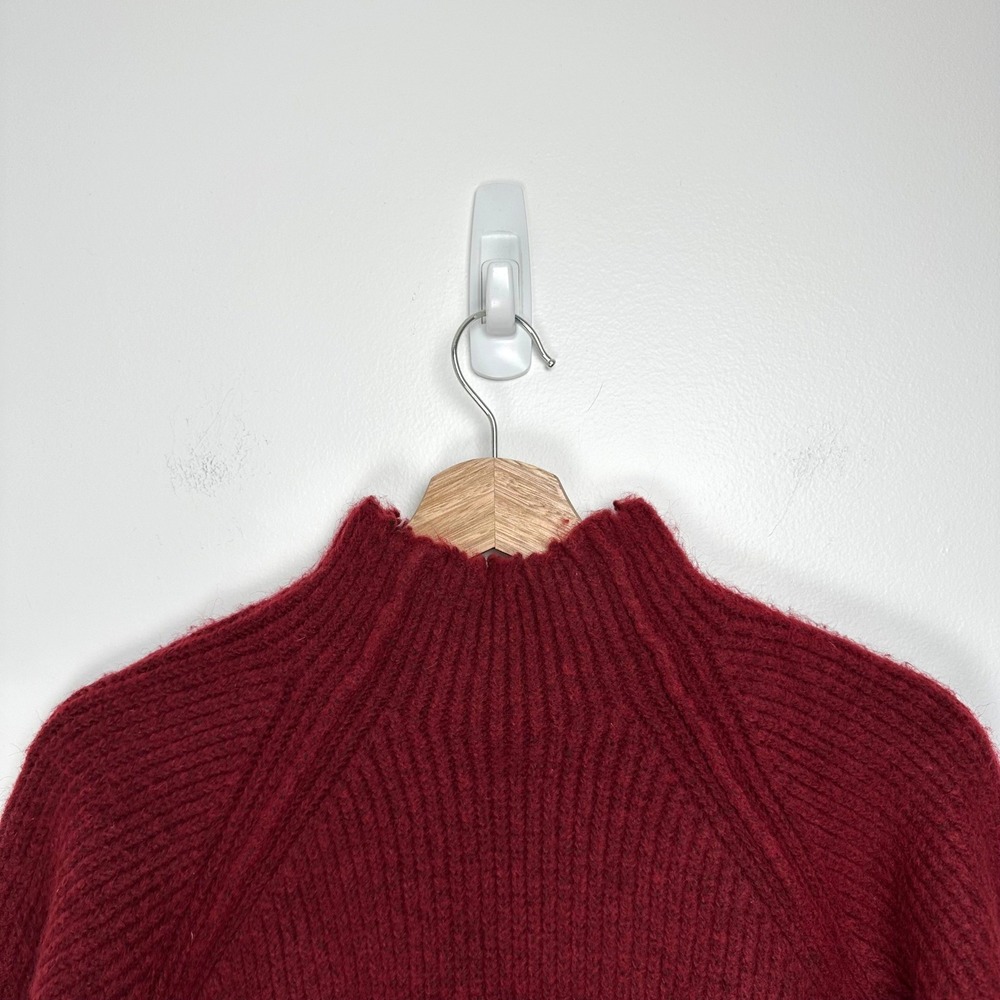 Favorite Daughter The Oma Wool Blend Raw Edge Ribbed Sweater Burgundy XS - Picture 8 of 14